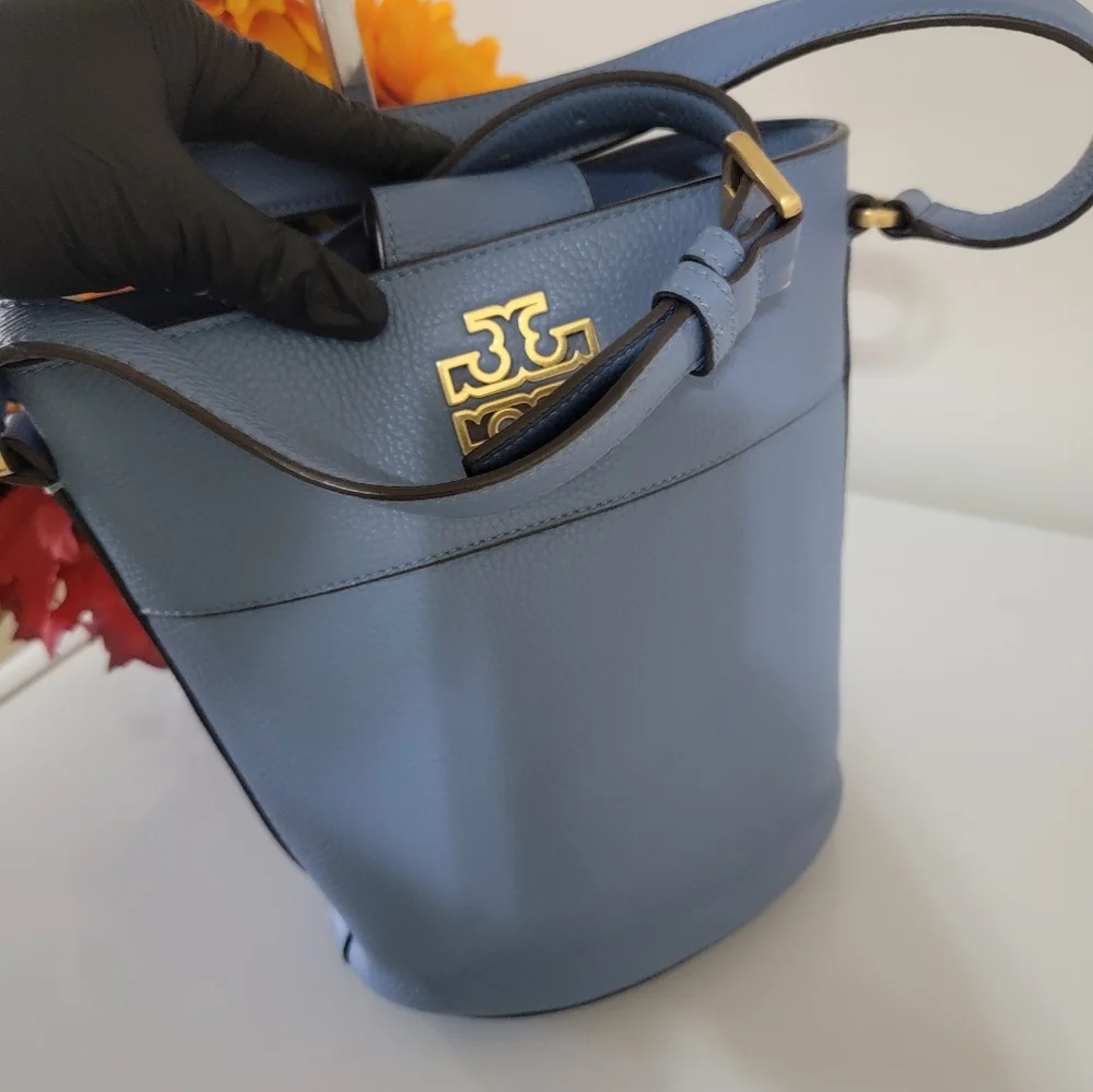 Tory Burch Blue Leather Bucket Bag